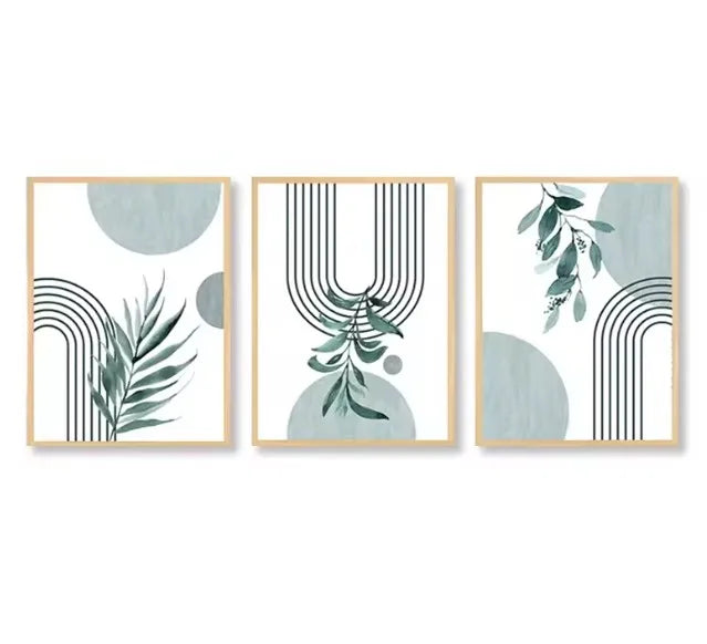 Abstract Nature Canvas Wall Art Set of 3 – Desert, Dune & Palm Motifs