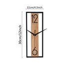 Modern Rectangular Wall Clock with Slim Wood Grain Frame