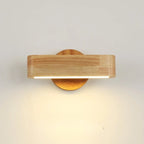 Rotating Wall Lamp with Japanese Wood and Aluminium Design