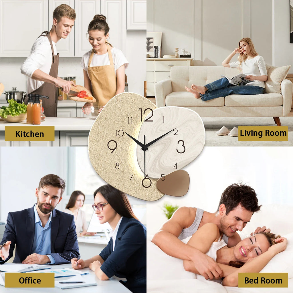 TempoStone Modern Wall Clock with Silent Quartz Movement