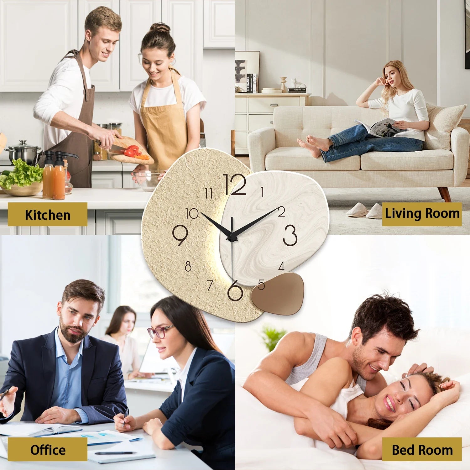 TempoStone Modern Wall Clock with Silent Quartz Movement