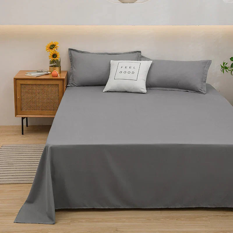 Solid Colour Flat Linen Bed Sheet