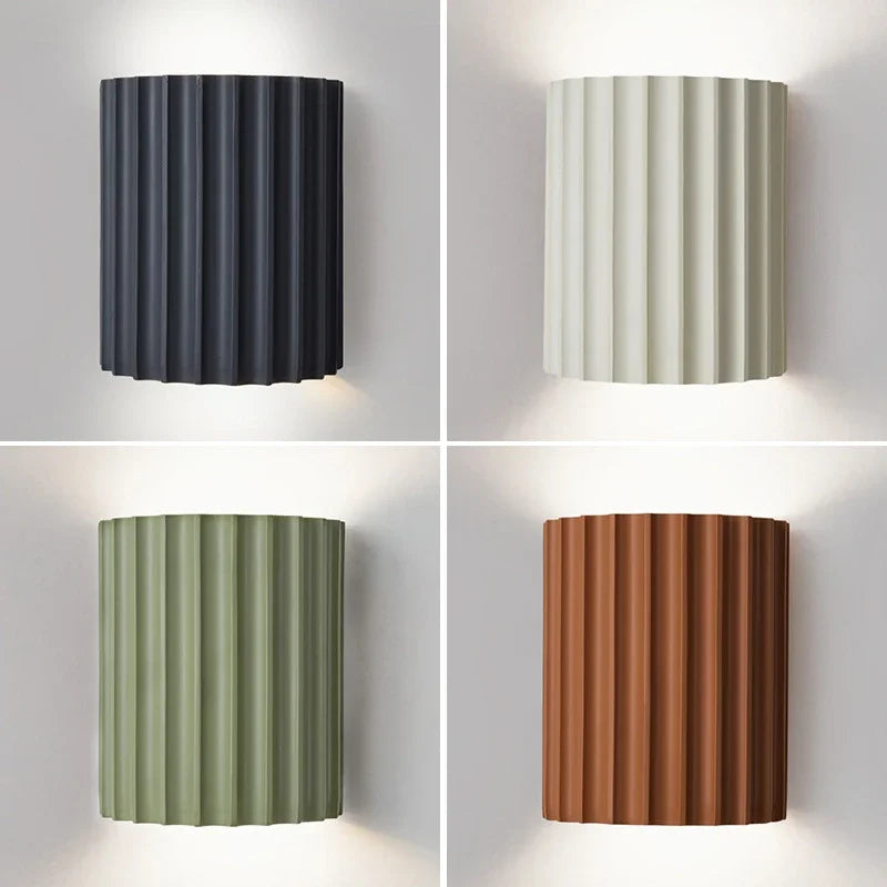 Nordic Resin Wall Lamp with Sculptural Ribbed Design