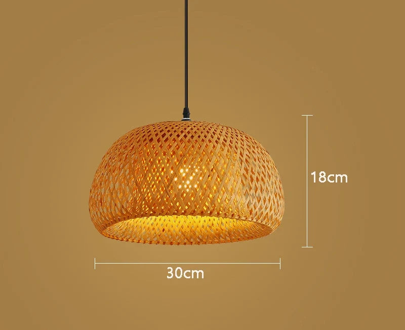 Handwoven Bamboo Pendant Lamp with Rattan Shade