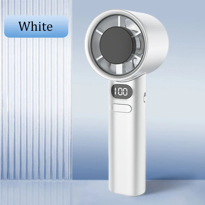 Portable Mini Handheld Fan 3000mAh USB Rechargeable High-Speed Cooling with Digital Display