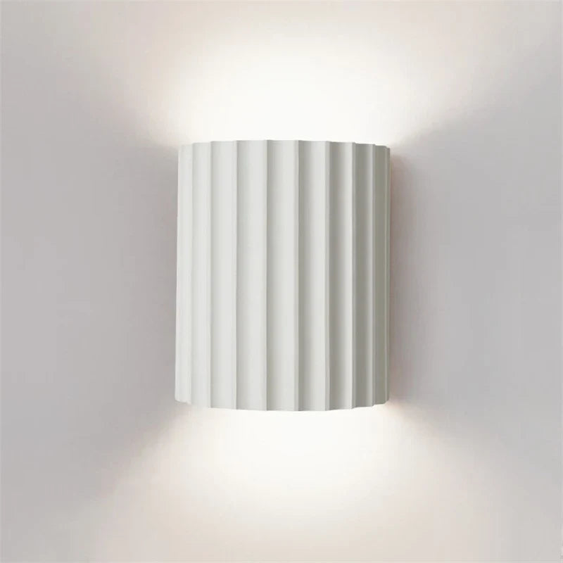 Nordic Resin Wall Lamp with Sculptural Ribbed Design