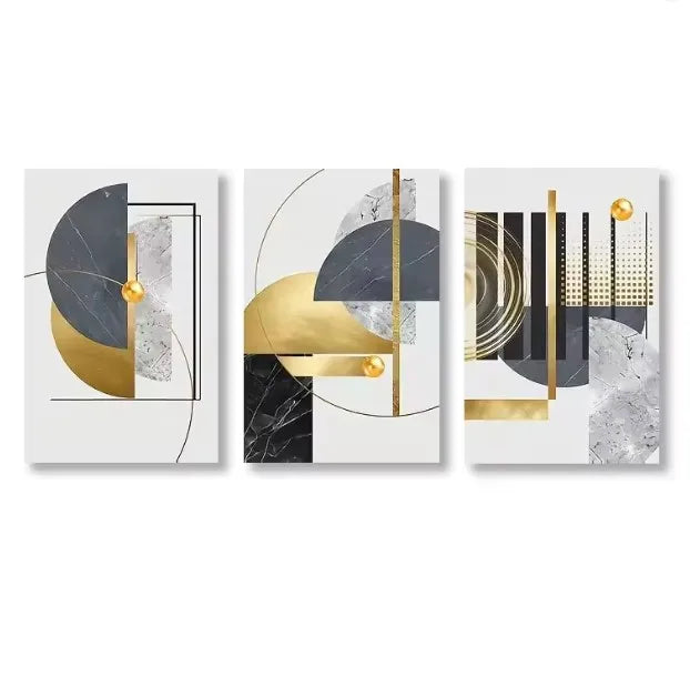 Abstract Nature Canvas Wall Art Set of 3 – Desert, Dune & Palm Motifs