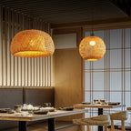 Handwoven Bamboo Pendant Lamp with Rattan Shade