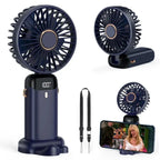 Portable Mini Handheld Fan with 3000mAh Battery Foldable Neck Design USB Rechargeable 5 Speed Adjustable with Phone Stand and Display Screen
