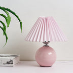 Ceramic Table Lamp with Folded Shade Warm Ambient Lighting