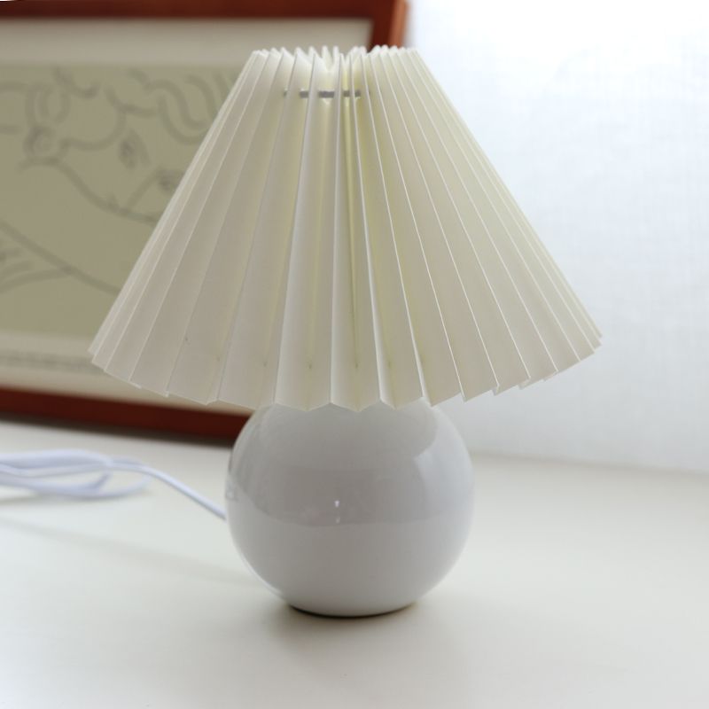 Ceramic Table Lamp with Folded Shade Warm Ambient Lighting