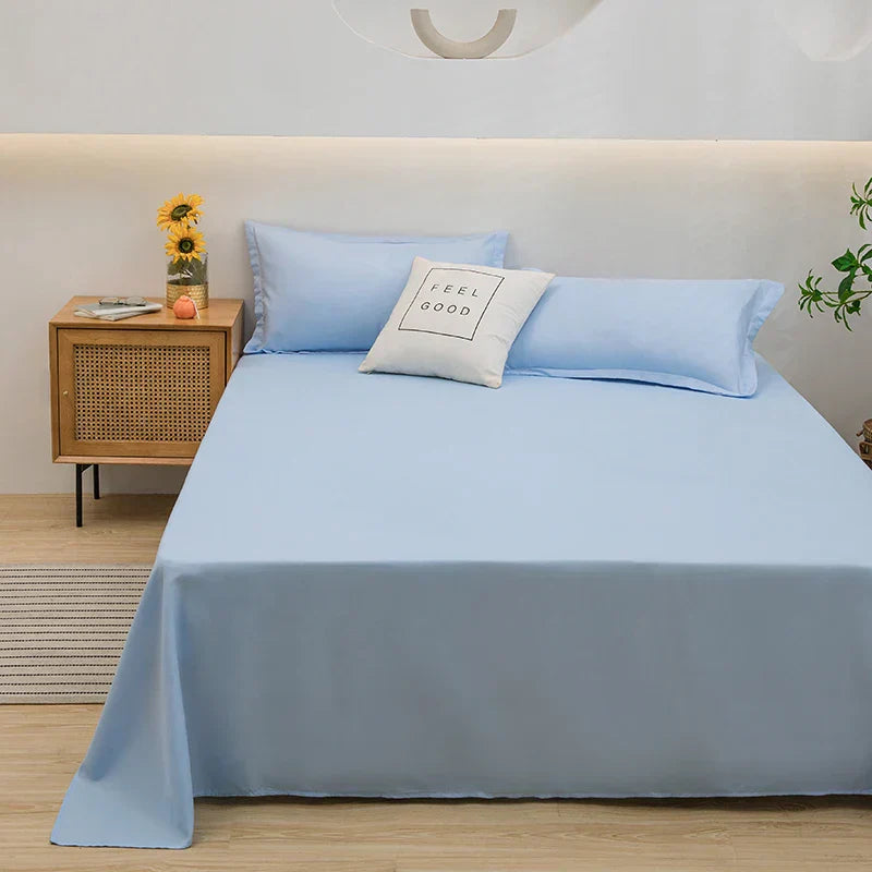 Solid Colour Flat Linen Bed Sheet