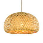 Handwoven Bamboo Pendant Lamp with Rattan Shade