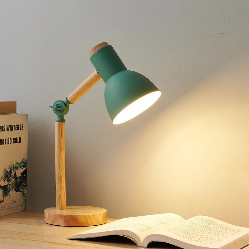 Nordic Wooden Desk Lamp with Adjustable Angle