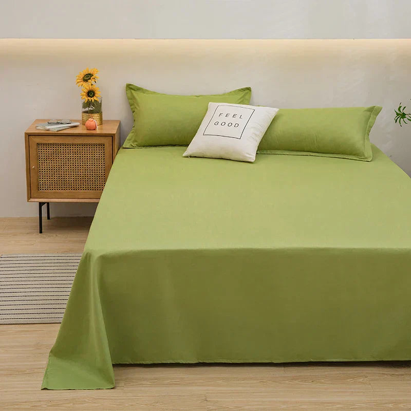 Solid Colour Flat Linen Bed Sheet
