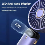 Portable Mini Handheld Fan with 3000mAh Battery Foldable Neck Design USB Rechargeable 5 Speed Adjustable with Phone Stand and Display Screen