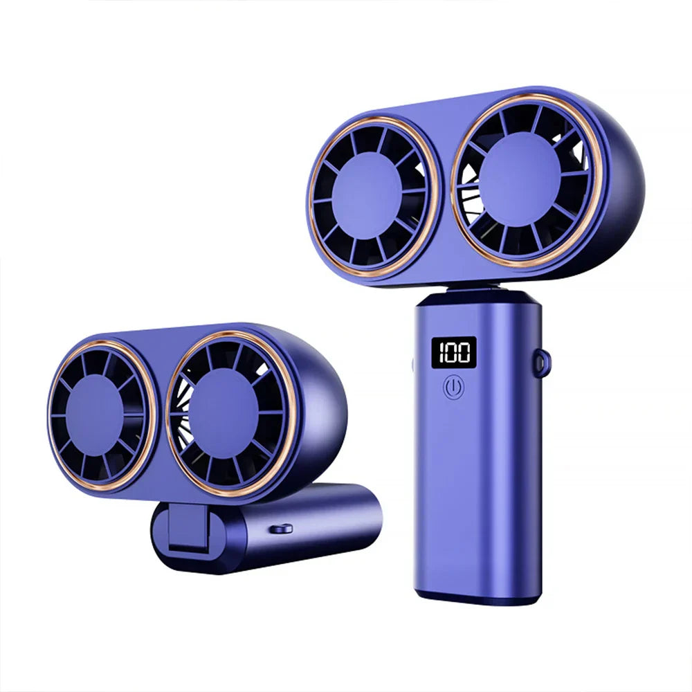 Rechargeable Handheld Fan with Digital Display and 5-Stage Cooling for Home and Office