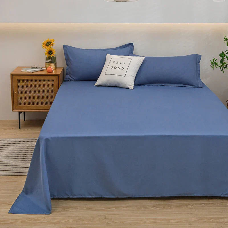 Solid Colour Flat Linen Bed Sheet