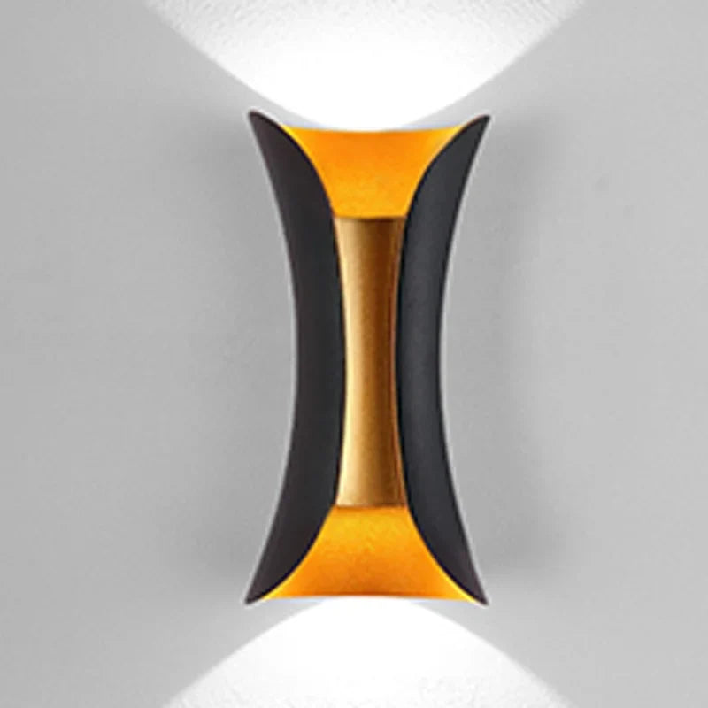 Modern Black and Gold Waterproof LED Up-Down Wall Light