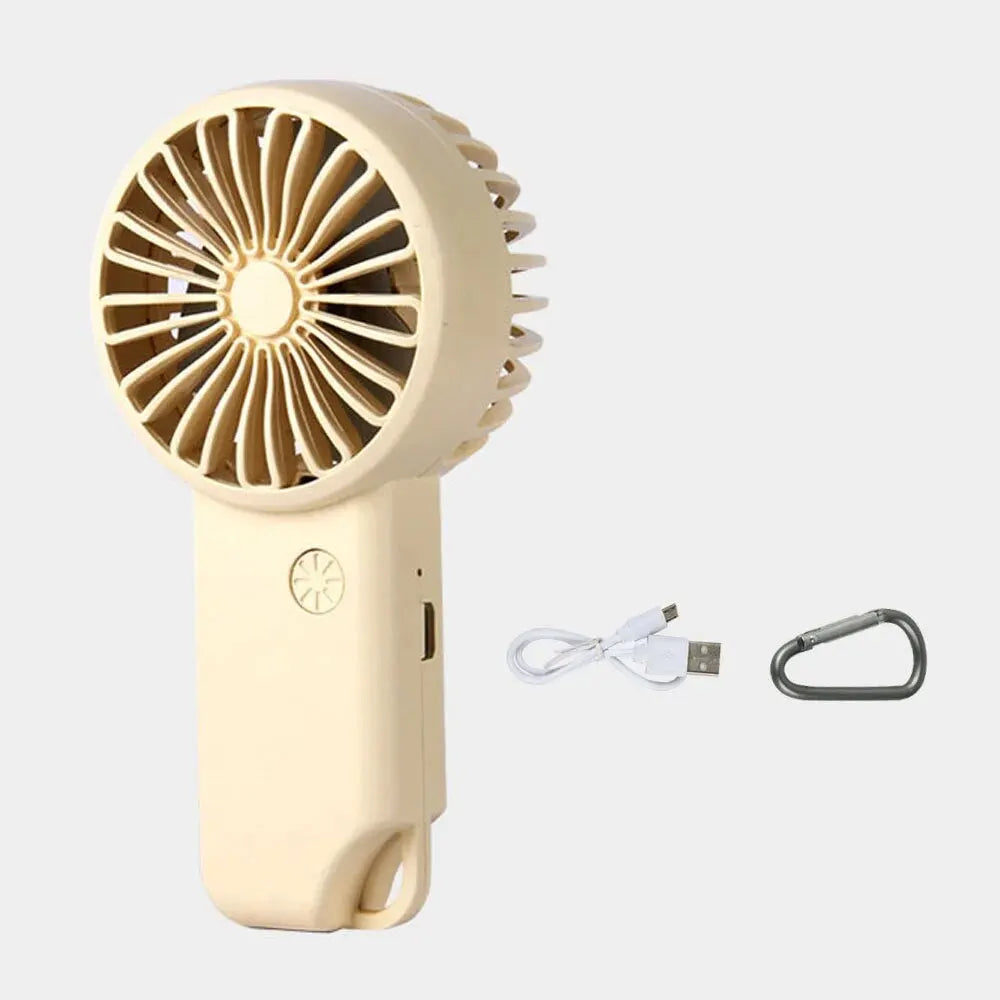 Portable Rechargeable Handheld Fan USB Mini Fan with 500mAh Battery and 3 Speed Settings for Outdoor and Travel Use