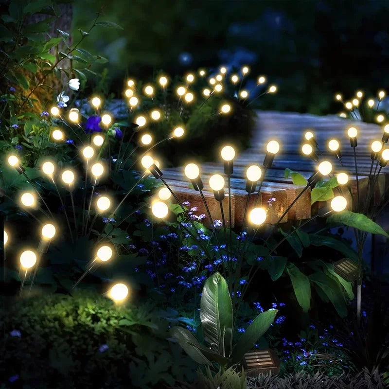 Solar LED Firefly String Lights Waterproof Outdoor Garden Decor for Pathway and Landscape
