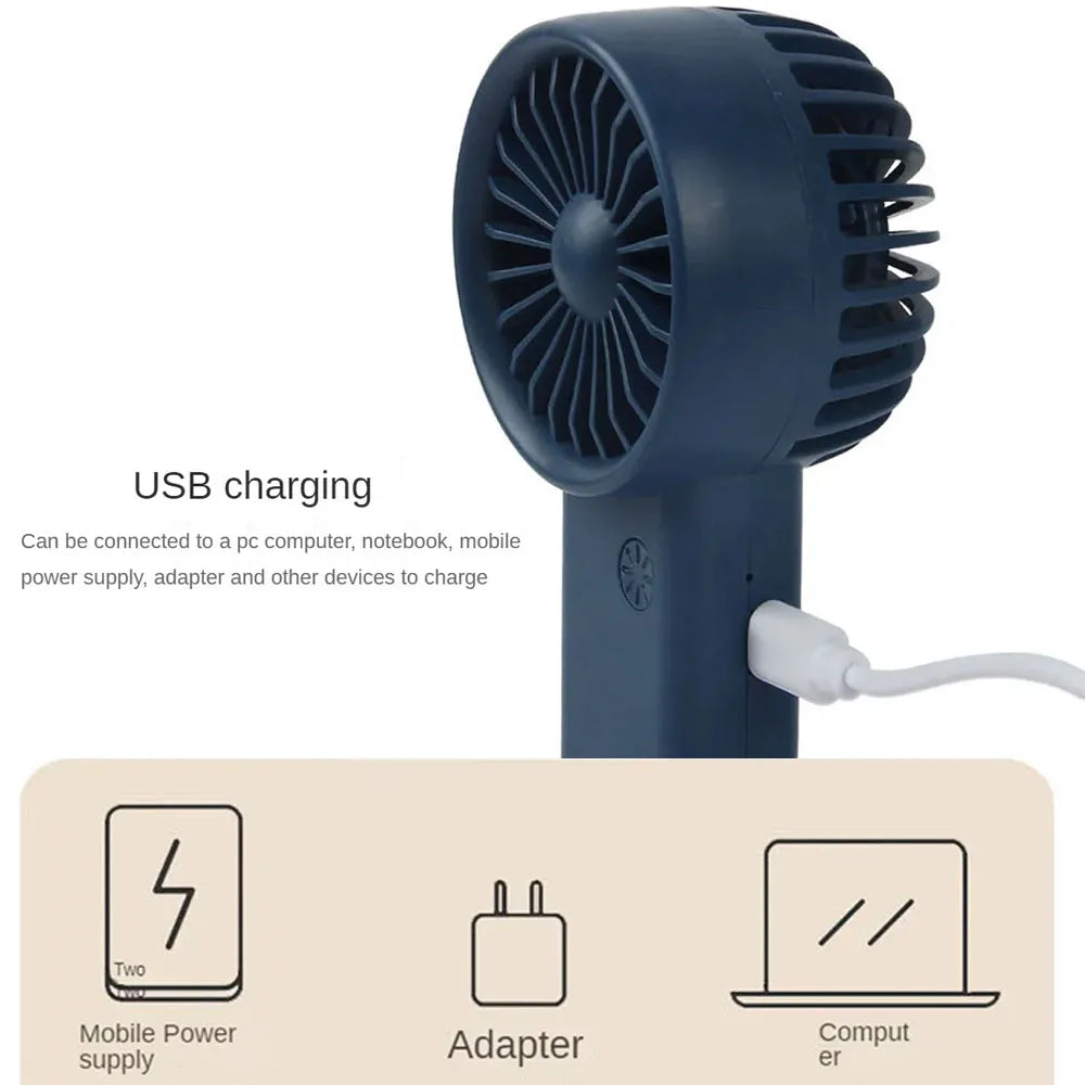 Portable Rechargeable Handheld Fan USB Mini Fan with 500mAh Battery and 3 Speed Settings for Outdoor and Travel Use