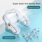 Portable Mini Bladeless Neck Fan USB Rechargeable Summer Cooling Device with Digital Display