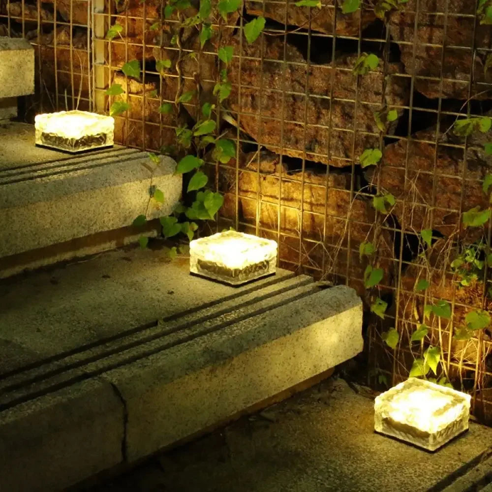 Frosted Solar LED Brick Lights for Garden Pathways