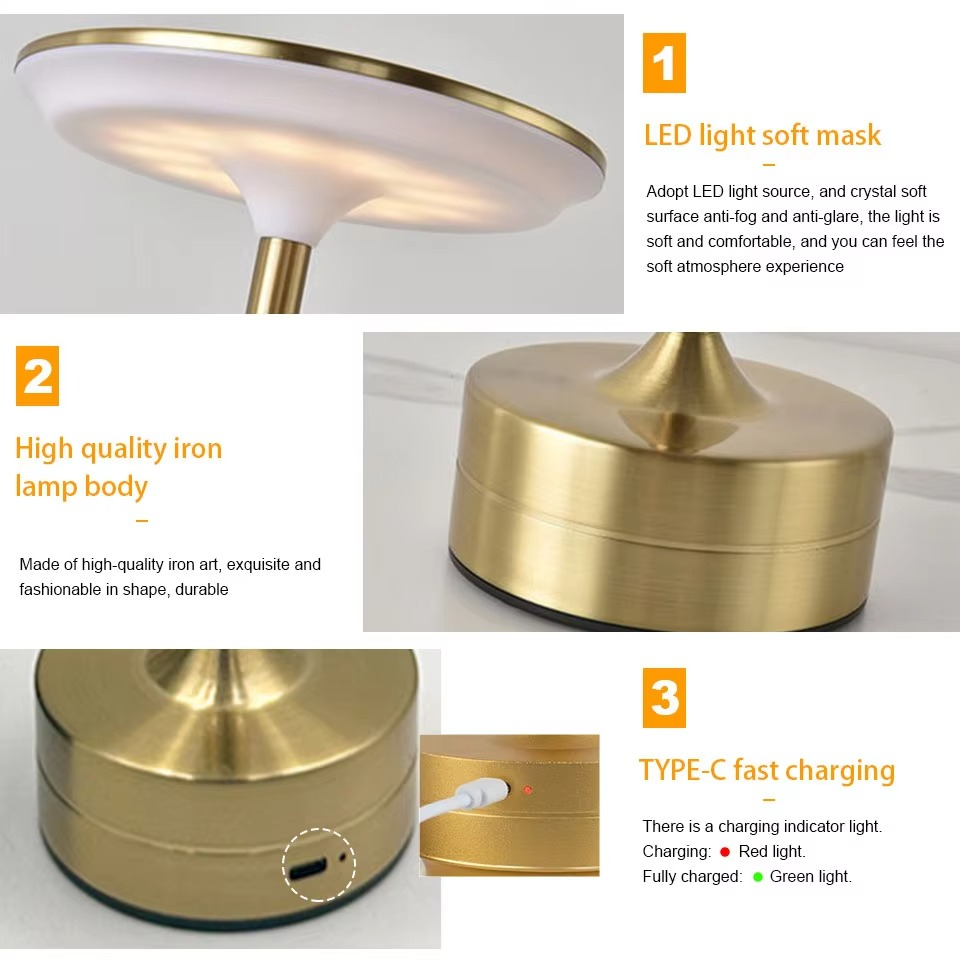 Rechargeable LED Touch Sensor Table Lamp Warm Ambient Lighting
