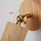Wabi-Sabi Travertine and Wood Wall Lamp