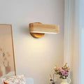 Rotating Wall Lamp with Japanese Wood and Aluminium Design