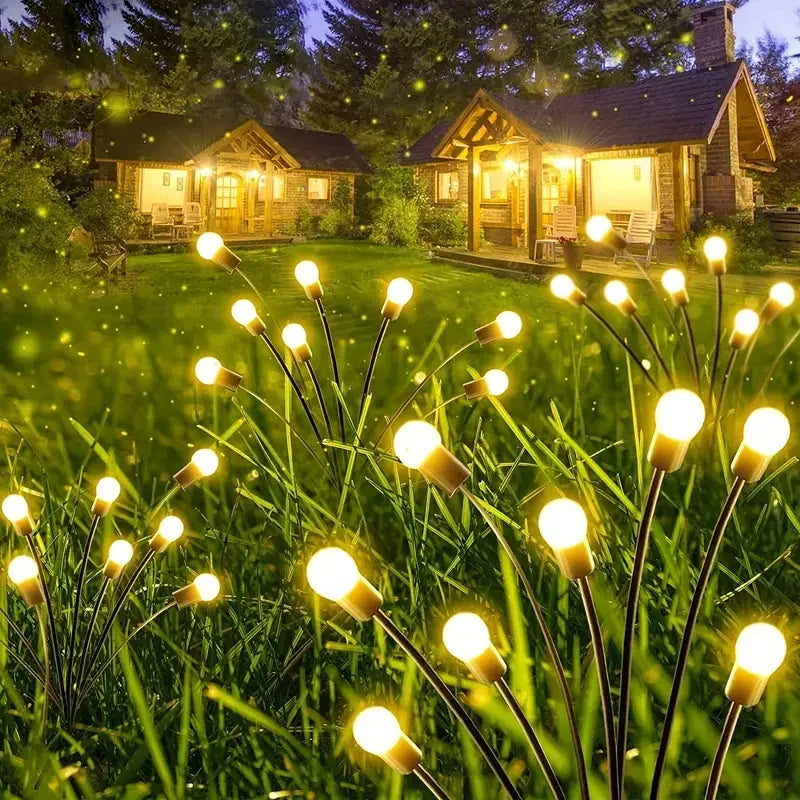 Solar LED Firefly String Lights Waterproof Outdoor Garden Decor for Pathway and Landscape