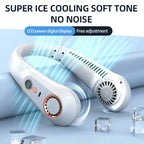 Portable Mini Bladeless Neck Fan USB Rechargeable Summer Cooling Device with Digital Display
