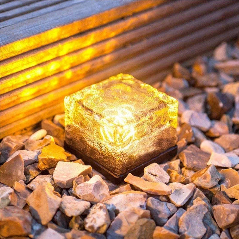 Frosted Solar LED Brick Lights for Garden Pathways