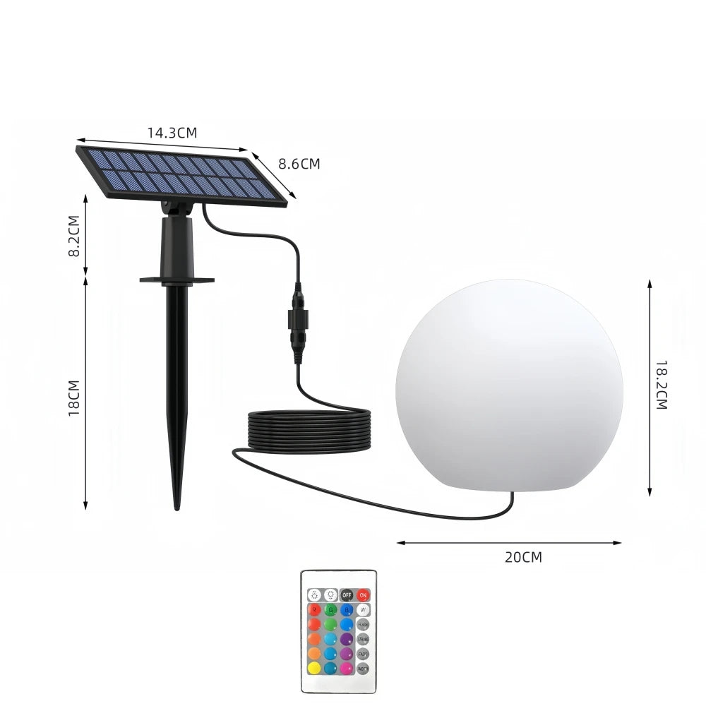 Solar LED Garden Globe Light with Remote Control and 16 Colour Modes