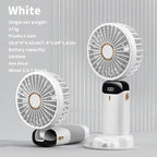 Portable Mini Handheld Fan with 3000mAh Battery Foldable Neck Design USB Rechargeable 5 Speed Adjustable with Phone Stand and Display Screen