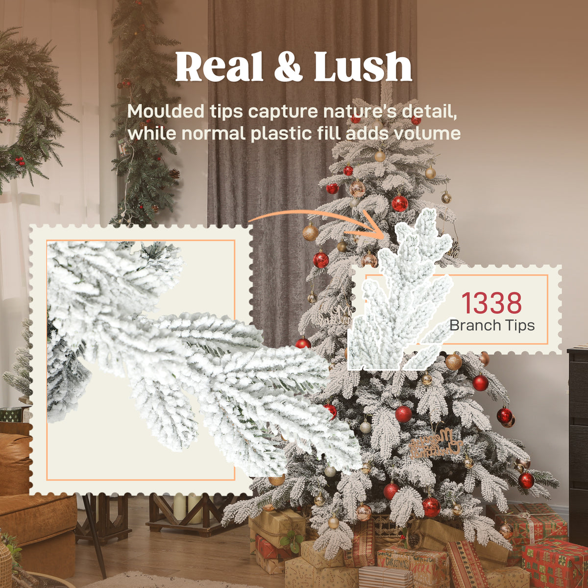6ft Super Flocked Christmas Tree with Faux Snow Branches