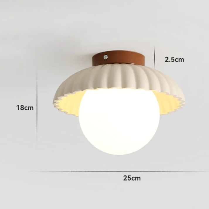 Iron and Glass Hallway Ceiling Light, Flush Mount