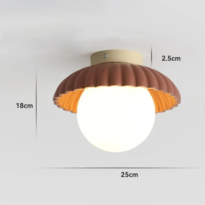 Iron and Glass Hallway Ceiling Light, Flush Mount