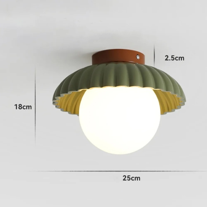 Iron and Glass Hallway Ceiling Light, Flush Mount