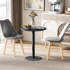 Small Round Bistro Dining Table with Steel Base - Black