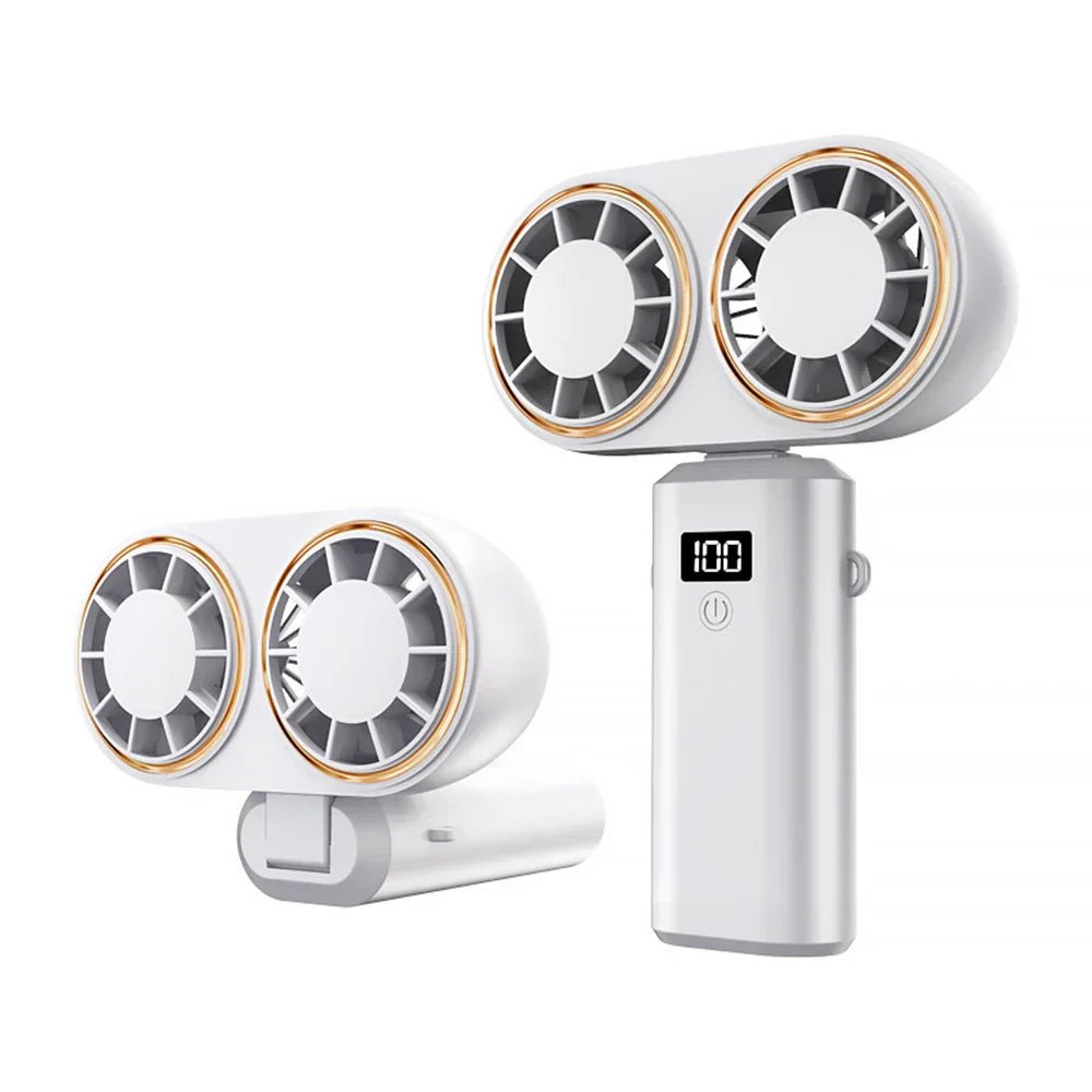 Rechargeable Handheld Fan with Digital Display and 5-Stage Cooling for Home and Office