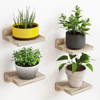 Mini Wooden Floating Wall Shelves – 4-Pack Rustic Display Ledges