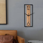 Modern Rectangular Wall Clock with Slim Wood Grain Frame