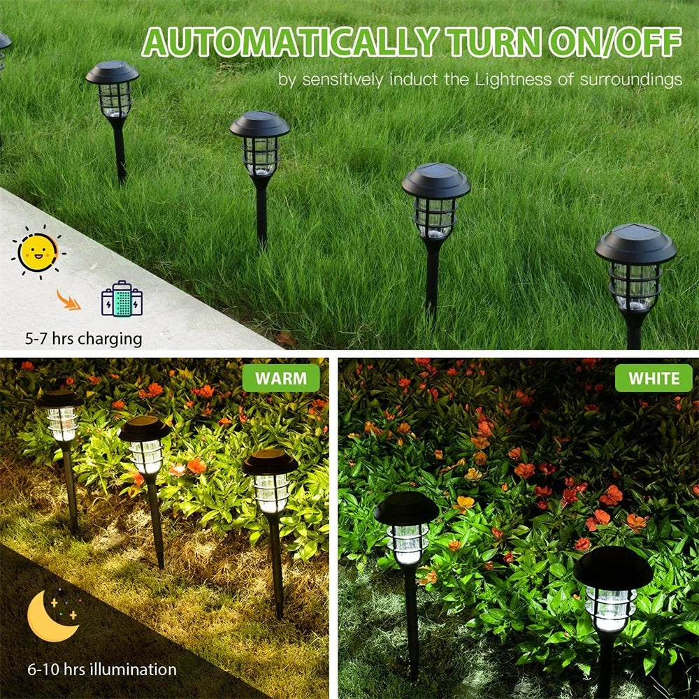 Solar LED Pathway Stake Lights for Lawn and Walkway Decoration