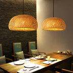 Handwoven Bamboo Pendant Lamp with Rattan Shade