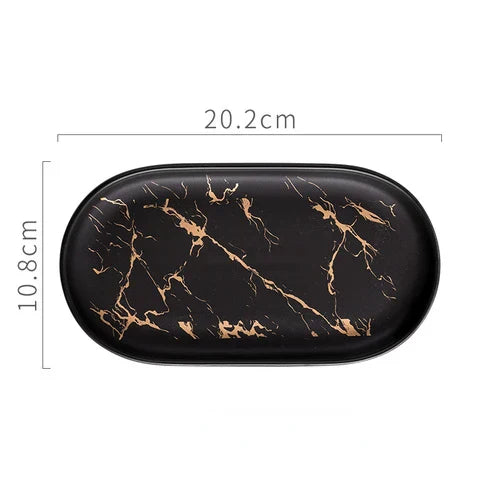 Nordic Ceramic Marble Oval Tray