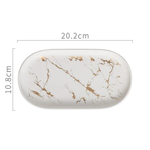 Nordic Ceramic Marble Oval Tray
