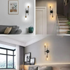 Modern 2-Light Black and Gold Flush Mount Ceiling Lamp