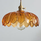 Vintage Flower Pendant Lamp with Coloured Glass Shade
